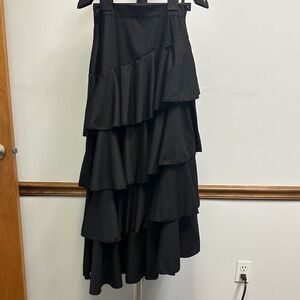 Elegant Black Asymmetrical Layered Skirt